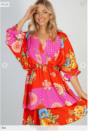 Cheri Vintage Poppy Red Floral Print Dress