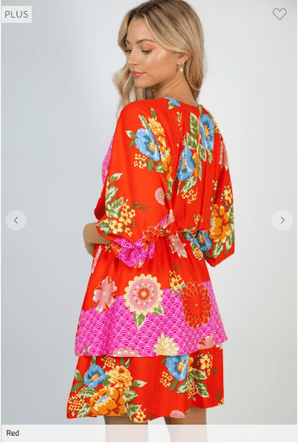 Cheri Vintage Poppy Red Floral Print Dress