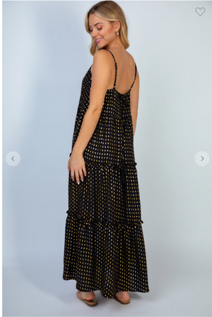 Kelley Black + Gold Midi Dress