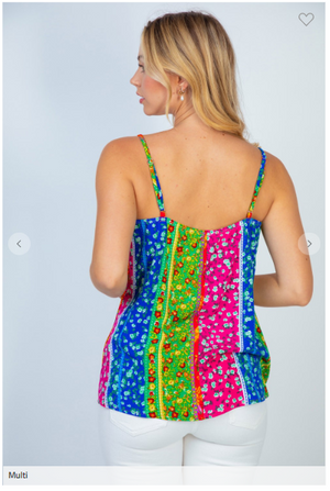 SALE- Kat Vibrant Floral Blocked Tank