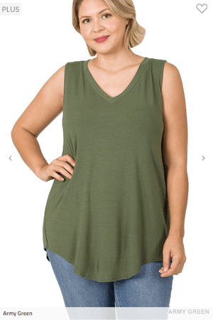 Myra Luxe Vneck Scoop Hem Tank
