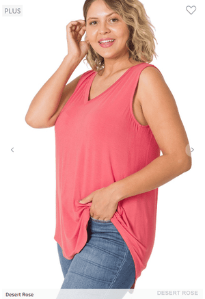 Myra Luxe Vneck Scoop Hem Tank