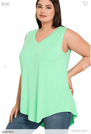 Myra Luxe Vneck Scoop Hem Tank