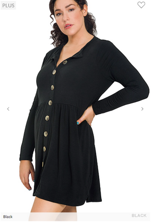Dawn Oversized Buttons Girly Black Cardigan