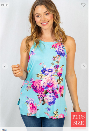 Alice Aqua Bold Floral Tank