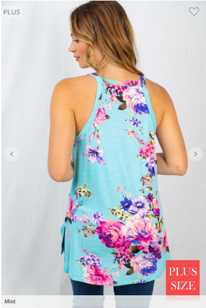 Alice Aqua Bold Floral Tank