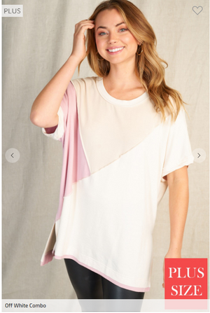 Tina Pink Short Sleeve Color Blocked Top