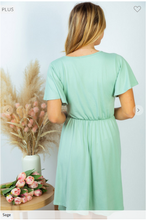 Annalise Knotted Faux Wrap Light Sage Dress