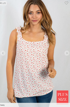 Maggie Ruffle Strap Floral Tank (2 colors)