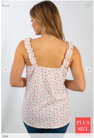 Maggie Ruffle Strap Floral Tank (2 colors)