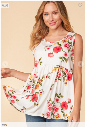 Sherie Soft Floral Babydoll Tank (3 colors)