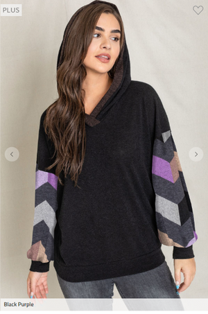 Harmony Herringbone Balloon Sleeve Hoodie
