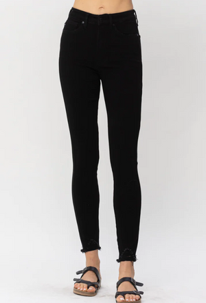 Judy Blue Black Tummy Control Sharkbite Skinny Jeans
