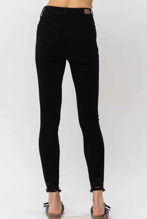Judy Blue Black Tummy Control Sharkbite Skinny Jeans