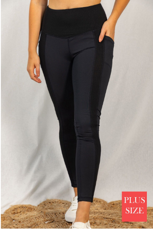 Madeline Mixed Media Black Leggings