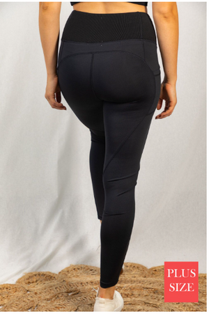 Madeline Mixed Media Black Leggings