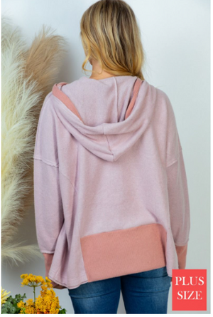 Libby Soft Pink Fleece Hoodie w/Trim Accents