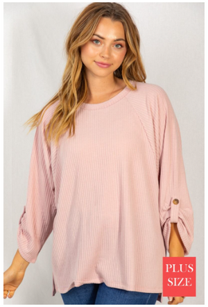 Elisha Placket Sleeve Solid Top (2 colors)