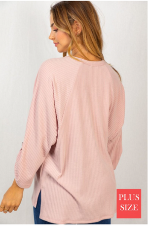 Elisha Placket Sleeve Solid Top (2 colors)