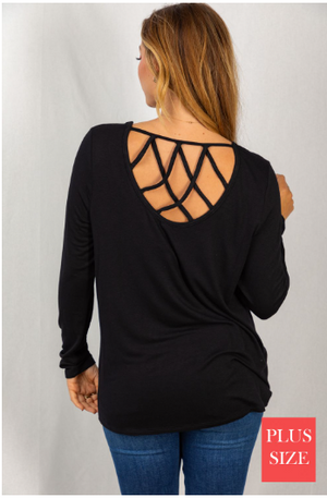 Joy Lattice Back Long Sleeve Top