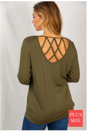 Joy Lattice Back Long Sleeve Top