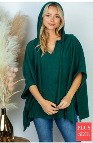 Mianna Teal 3/4 Sleeve Hooded Pullover