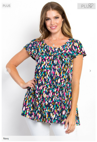 Anissa Abstract Print Tiered Top