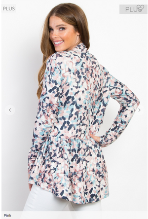 Anthea Abstract Brushstroke Tiered Cardigan