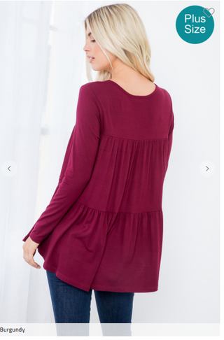 Fiona Flowy Tiered Long Sleeve Top (4 colors)