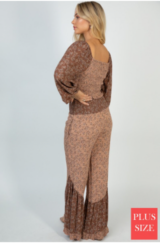 Blakeley Boho Babe Floral Top and Pants Set in Neutrals