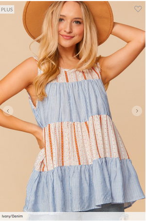 Beatrice Bohemian Striped Tiered Tank