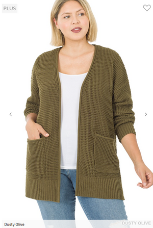 Brielle Waffle Knit Cardigan w/Pockets (3 colors)