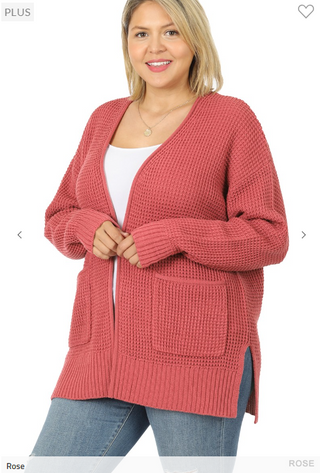 Brielle Waffle Knit Cardigan w/Pockets (3 colors)