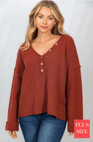 Luna Slouchy Button Detail Sweater (2 colors)