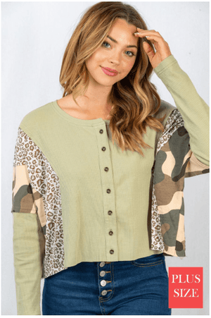 SALE- Jessica Mixed Details Cardi/Top in Green
