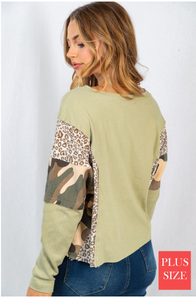 SALE- Jessica Mixed Details Cardi/Top in Green