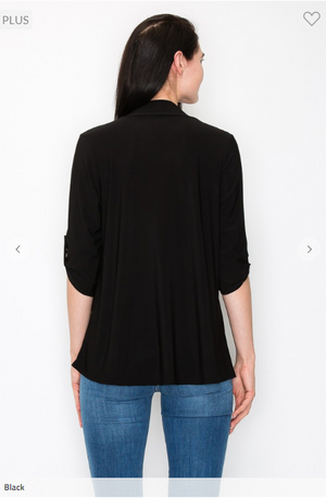 Rowen 3/4 Sleeve Blouse Top w/Pleat (3 colors)