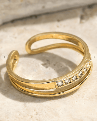 ***Layered Adjustable Ring with Stone Accents-12- Accessories & Gifts-urbanista-Styled by Stacked - A Plus Size Women's Boutique in Lakeville, MN