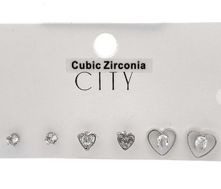 CZ Stud + Hearts Silver Earring 3pc Set-12- Accessories & Gifts-urbanista-Styled by Stacked - A Plus Size Women's Boutique in Lakeville, MN