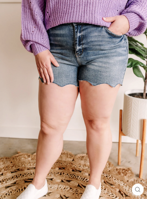 SALE- Judy Blue Bandana Accent Denim Shorts