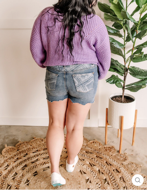 SALE- Judy Blue Bandana Accent Denim Shorts