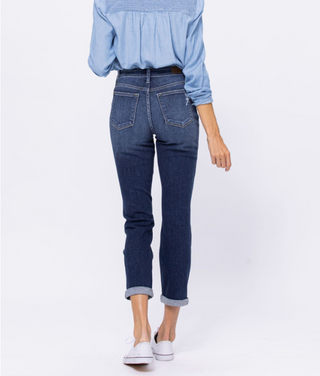 Judy Blue Darkwash Distressed Slim Straight Jeans