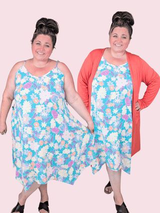 SALE- Bria Cami Midi Dress in Teal Floral-11- Dress/Romp/Jump-HEIMISH-Styled by Stacked - A Plus Size Women's Boutique in Lakeville, MN