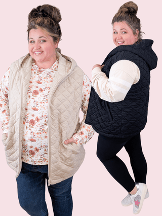 Lissa Premium Lightweight Quilted Vest w/Hood (3 COLORS)-4- Overlayer Tops-MICHELLE MAE-Styled by Stacked - A Plus Size Women's Boutique in Lakeville, MN