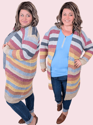 Lola Lightweight Striped Open Cardigan-4- Overlayer Tops-Davi and Dani-Styled by Stacked - A Plus Size Women's Boutique in Lakeville, MN