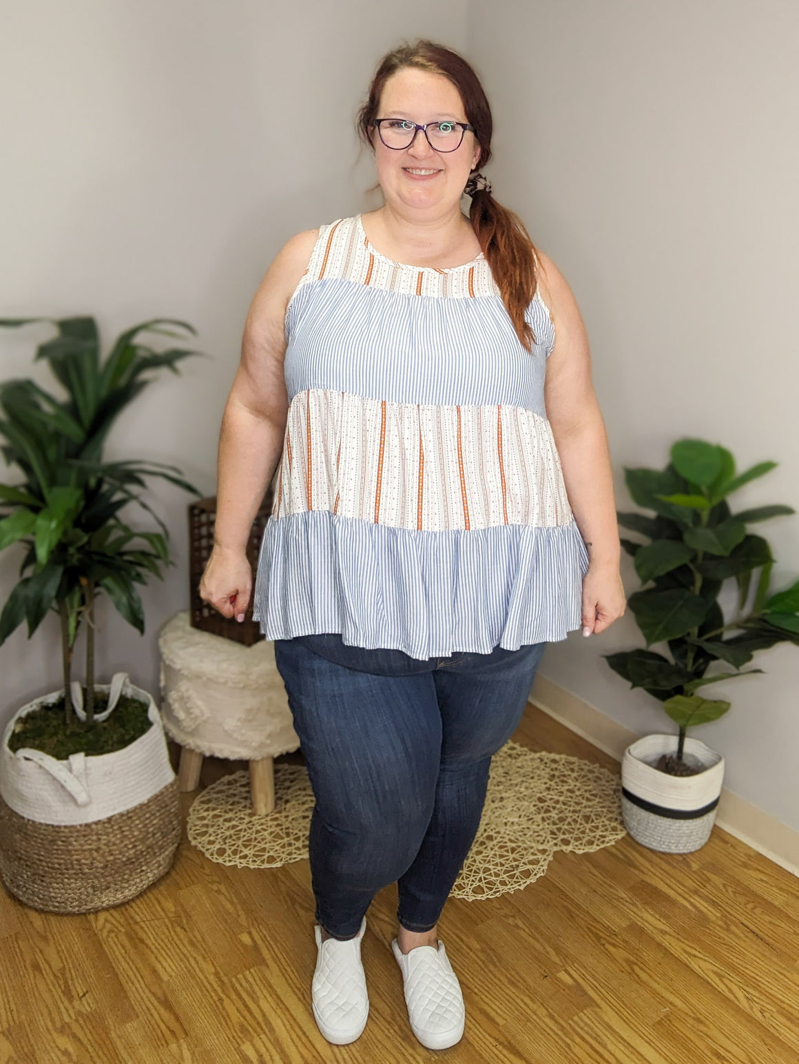 Beatrice Bohemian Striped Tiered Tank