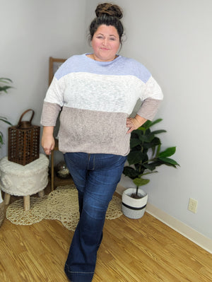 Breezy Blocks Colorblock Airy Weave Top