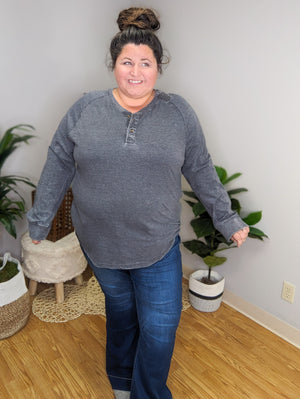 Something Nice To Say Henley Washed Top (3 colors)