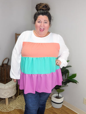Betsy Bold Color Block Swing Top