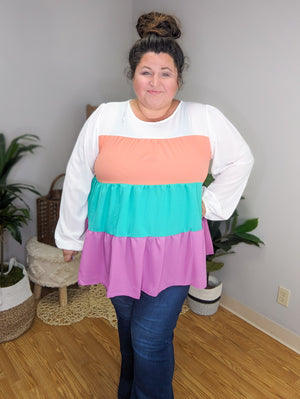 Betsy Bold Color Block Swing Top